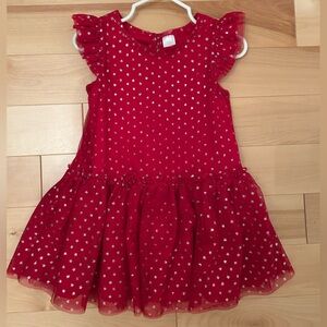 Toddler Red Dress with Silver Stars